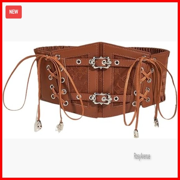 Wide Elastic Corset Belt Lace-Up Underbust Vintage Style Adjustable main image 4
